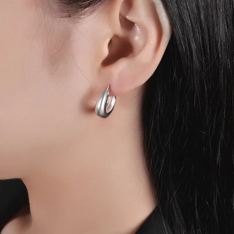 **VENTFILLE 925 Sterling Silver Chunky Hoop Earrings**