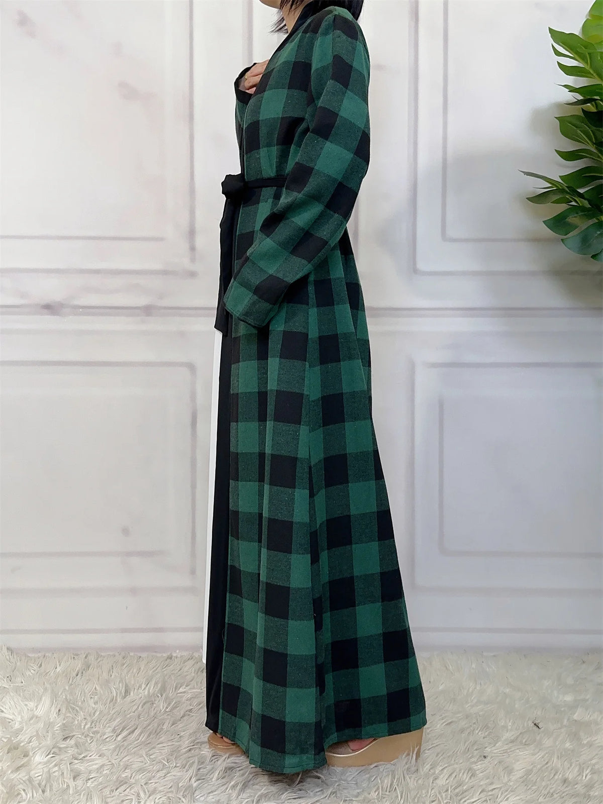 Women’s Plaid Robe with Pockets & Belt – Christmas Style