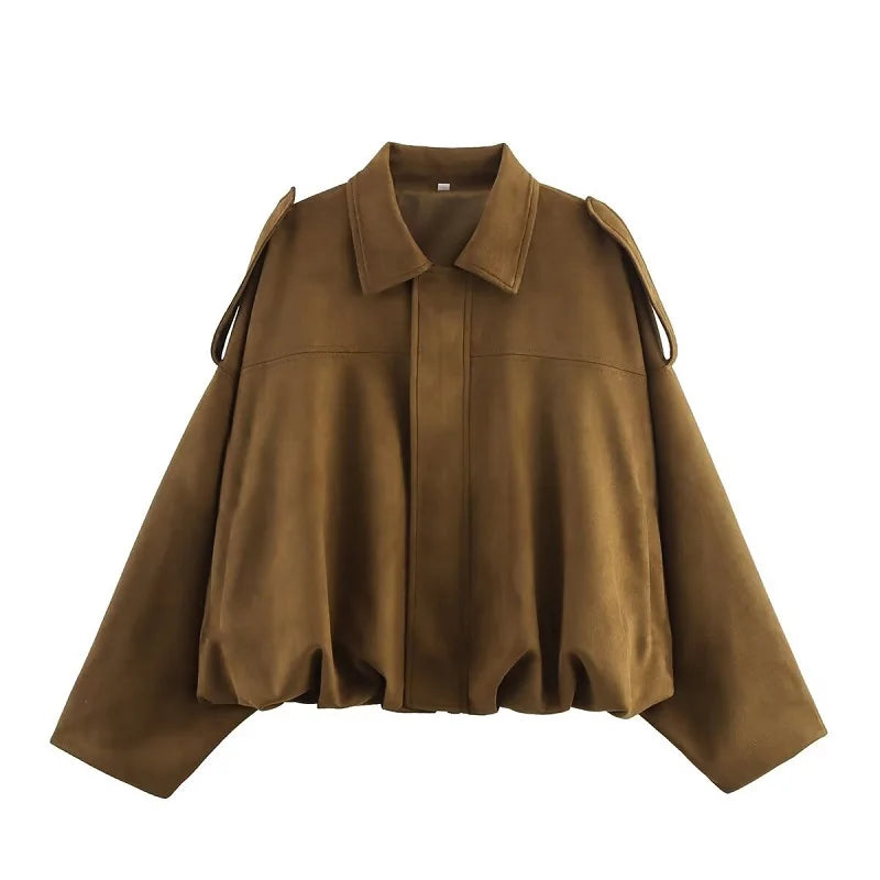 MUJER Faux Suede Bomber Jackets for Women