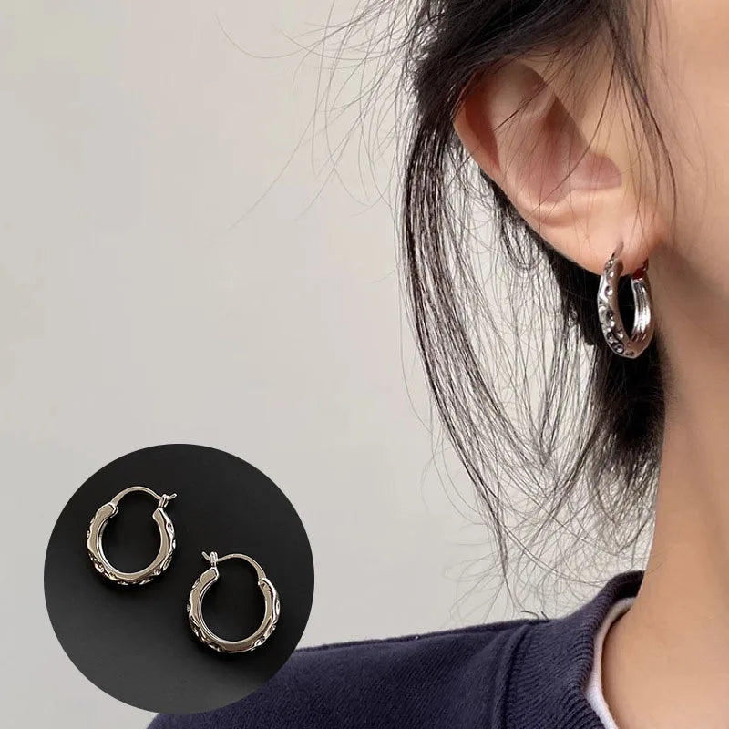 **VENTFILLE 925 Sterling Silver Chunky Hoop Earrings**