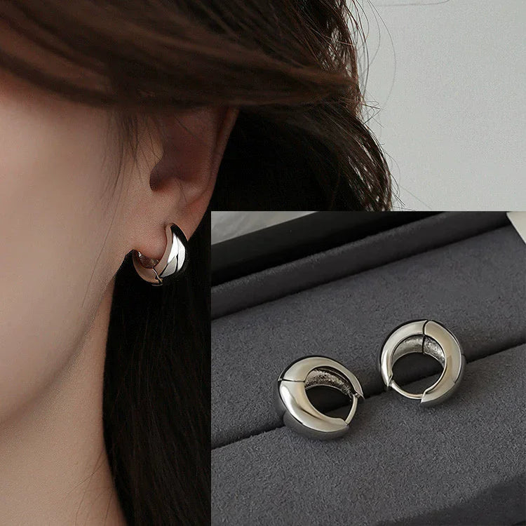 **VENTFILLE 925 Sterling Silver Chunky Hoop Earrings**