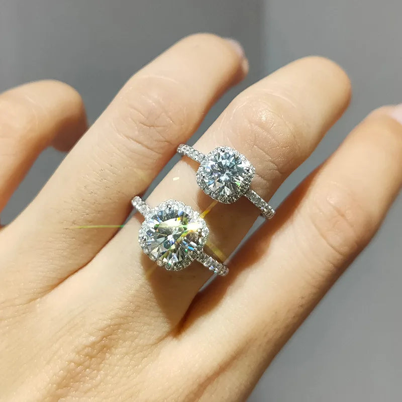 1CT Moissanite 925 Silver Wedding Ring