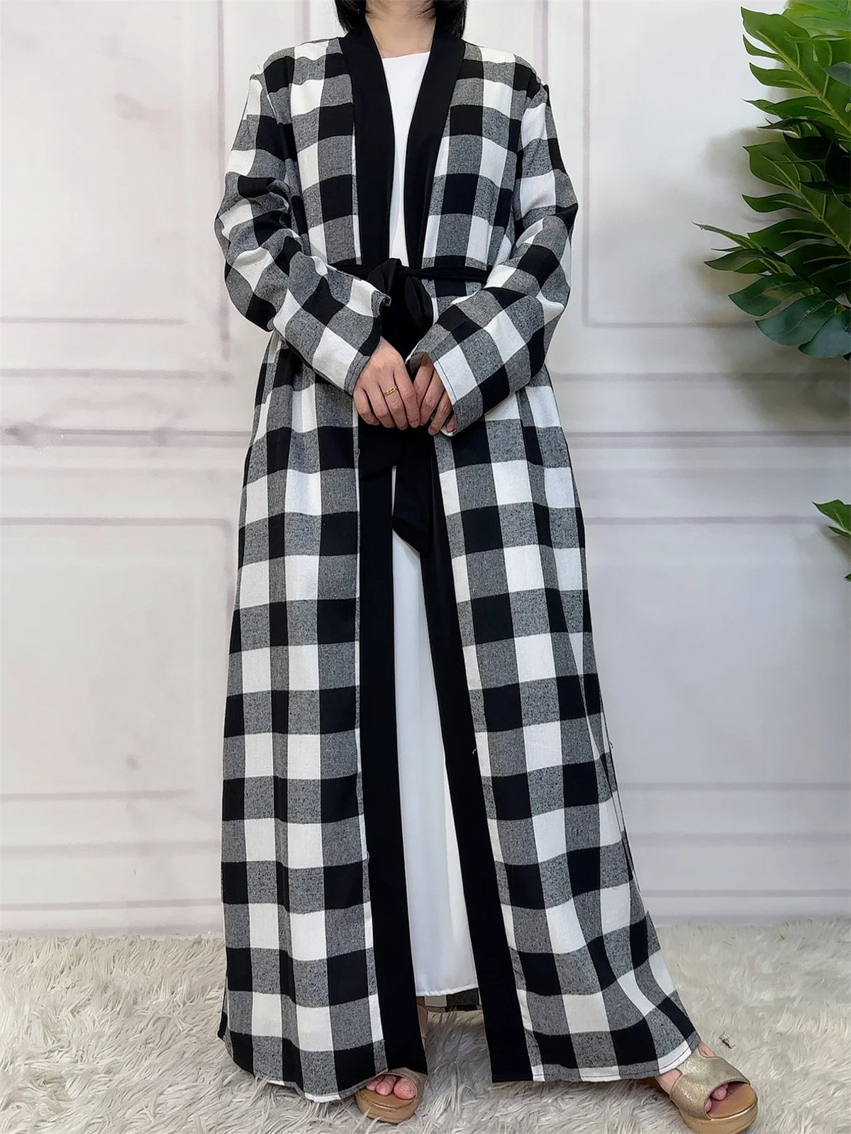 Women’s Plaid Robe with Pockets & Belt – Christmas Style