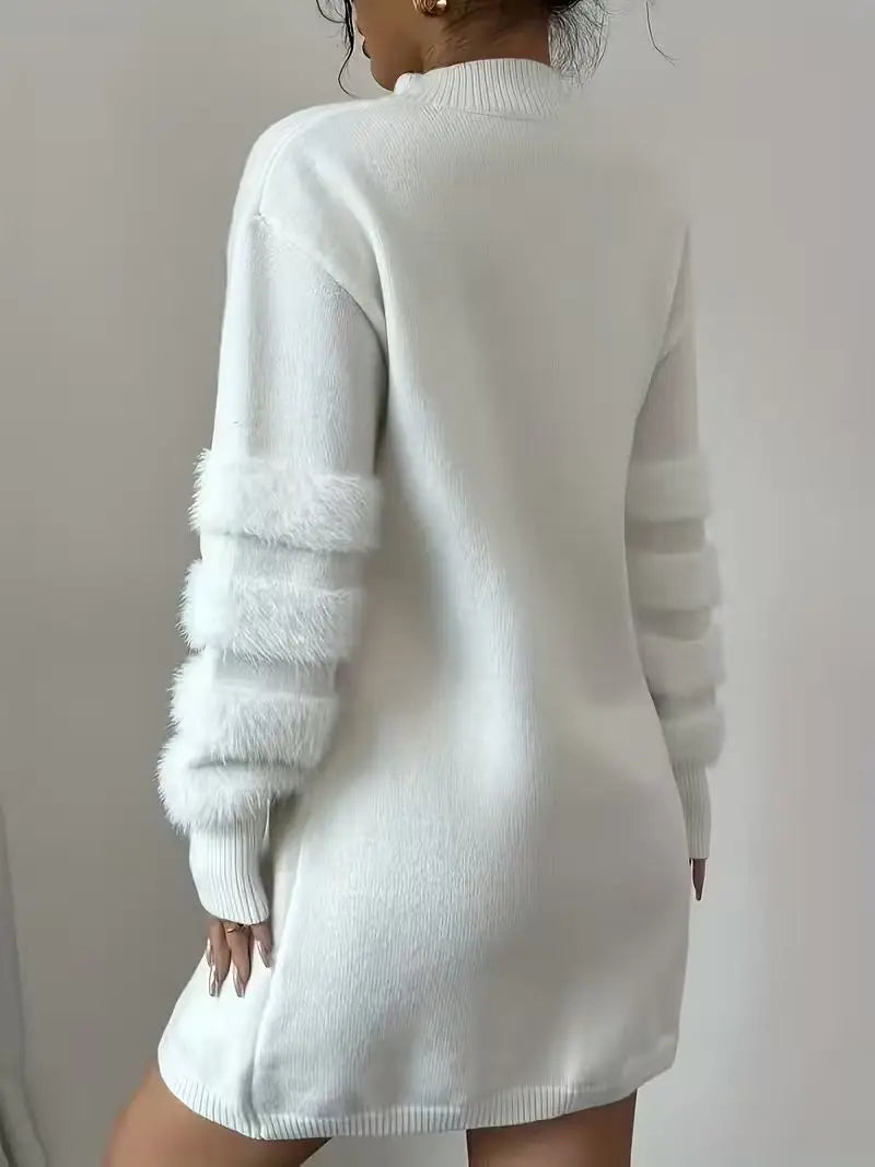 **Women’s Loose-Fit Knit Patchwork Dress**