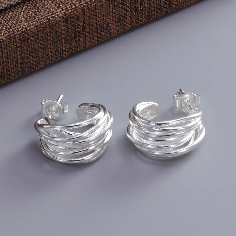 **VENTFILLE 925 Sterling Silver Chunky Hoop Earrings**