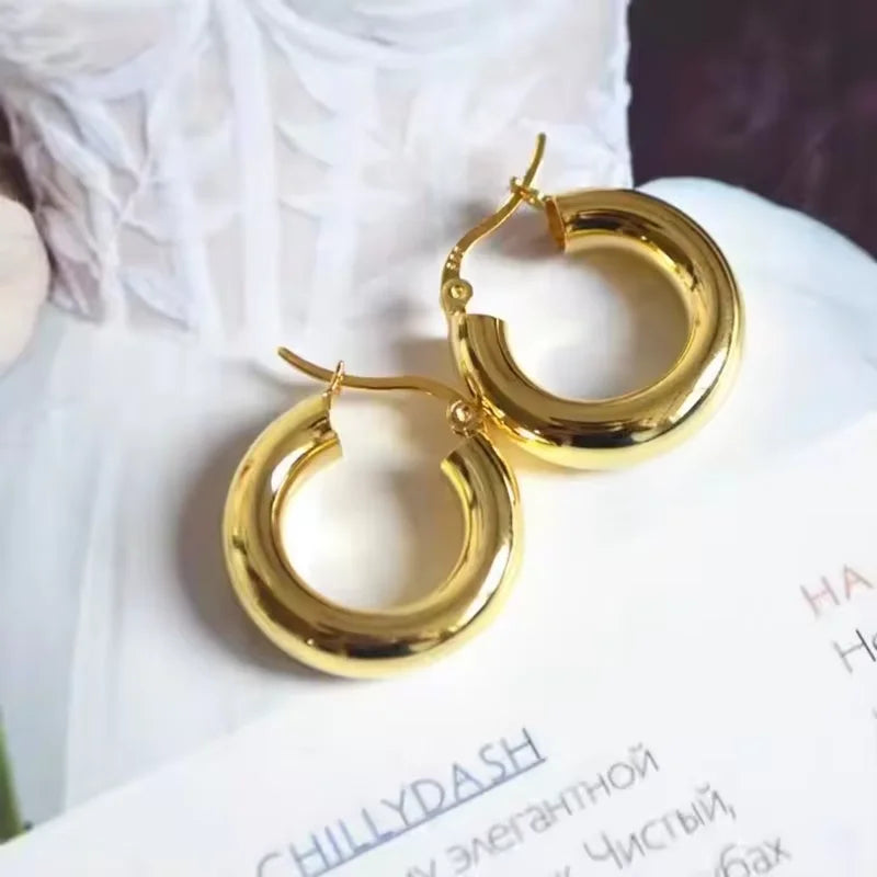**VENTFILLE 925 Sterling Silver Chunky Hoop Earrings**