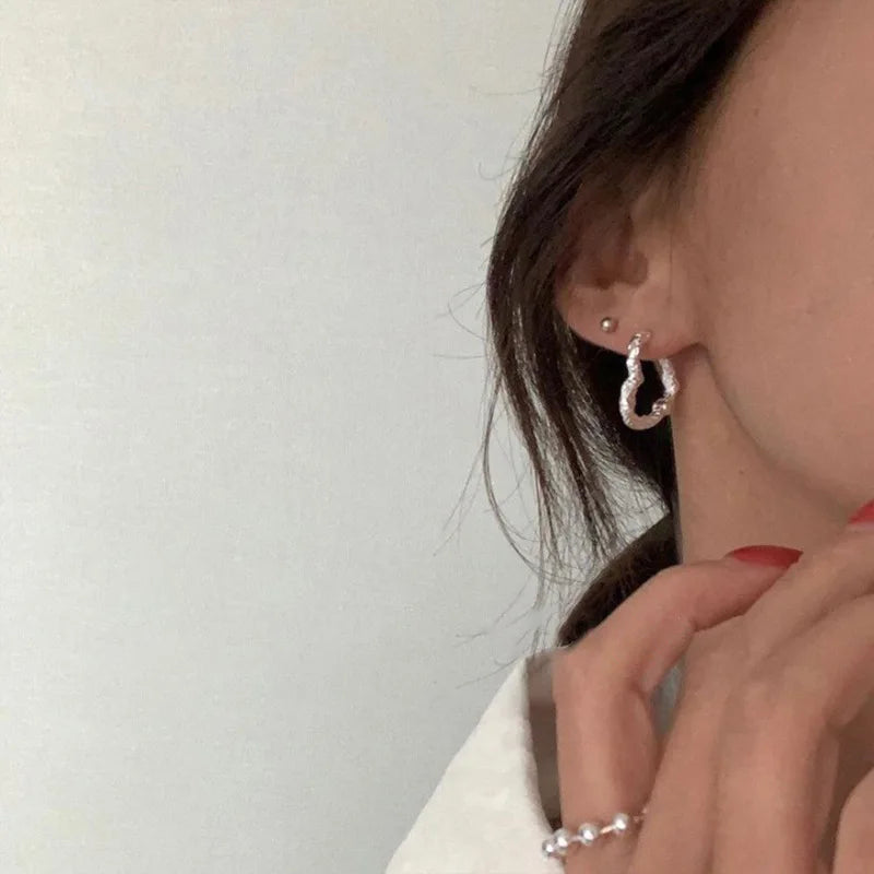 **VENTFILLE 925 Sterling Silver Chunky Hoop Earrings**