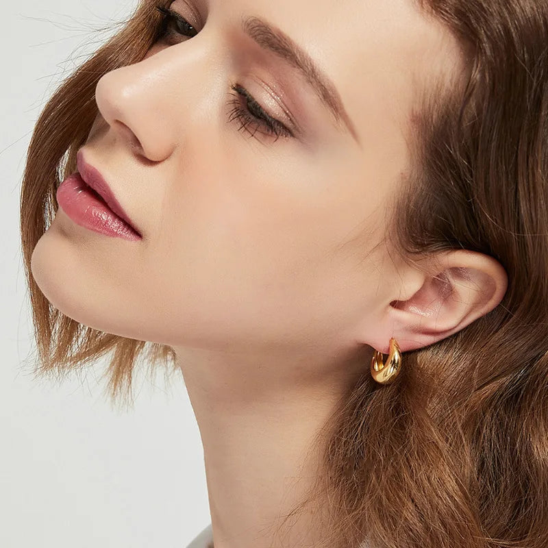 **VENTFILLE 925 Sterling Silver Chunky Hoop Earrings**