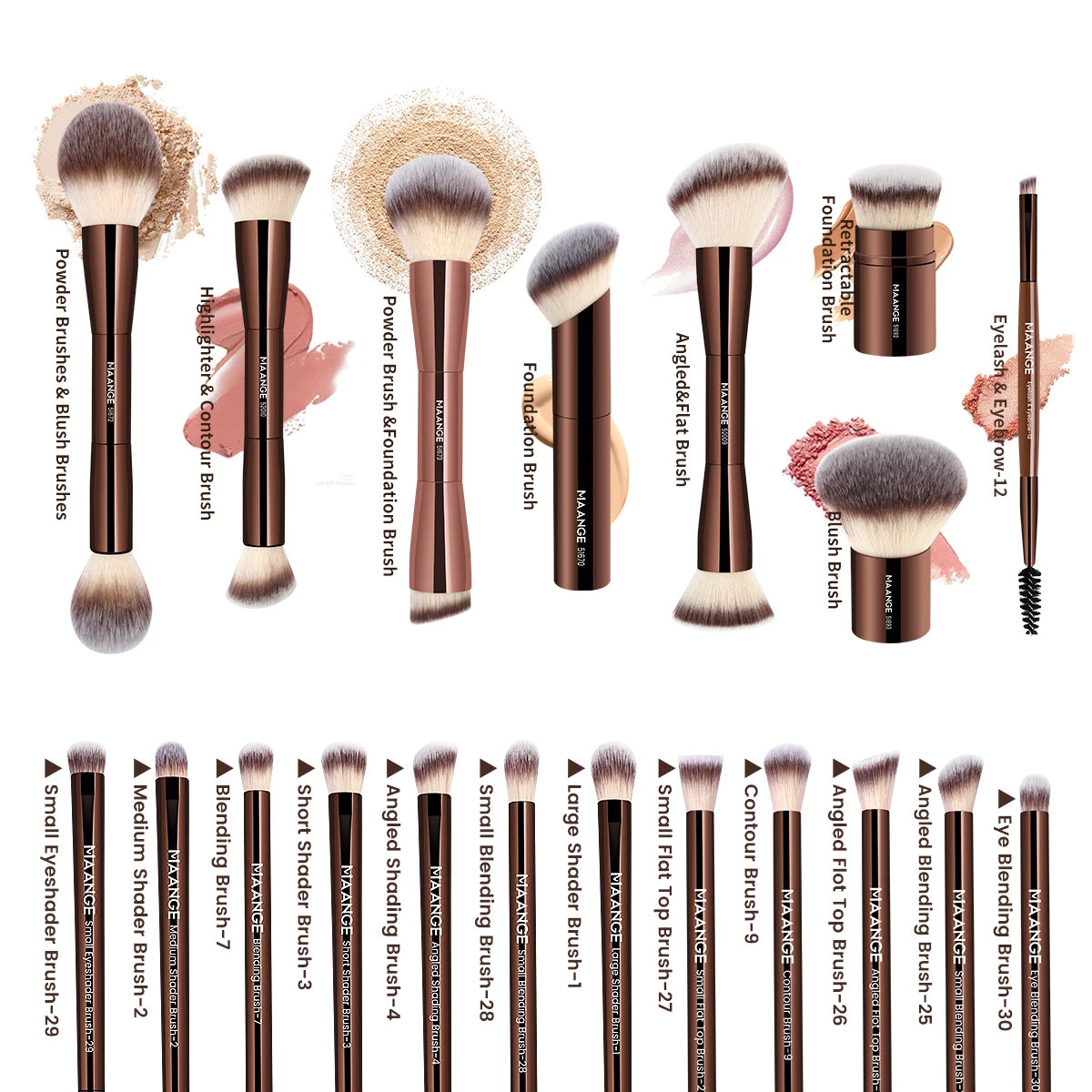 MAANGE 20-Piece Pro Makeup Brush Set with Bag