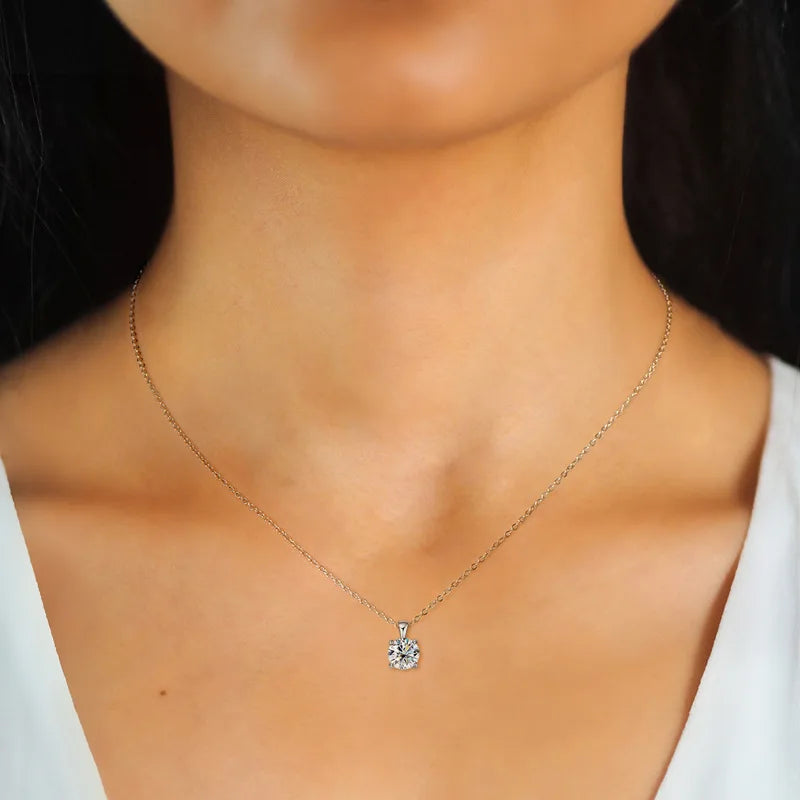 1ct Moissanite Pendant Necklace in 925 Sterling Silver